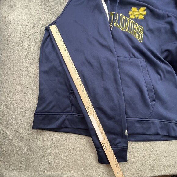 Michigan Wolverine Hoodie Men Large Blue Sweatshirt Holloway Dry Excel Spell out - Picture 7 of 11